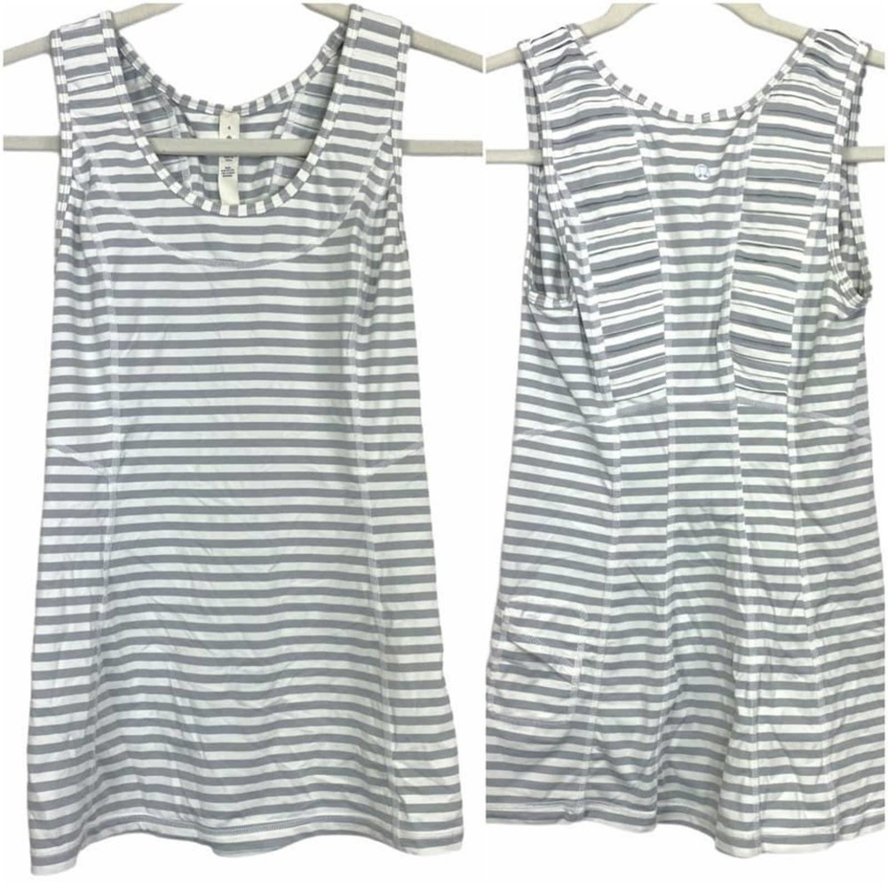 Lululemon Athletica Striped Tank Ruched Shoulders
